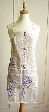 French Apron, Provence fabric (lavender 2007. natural)